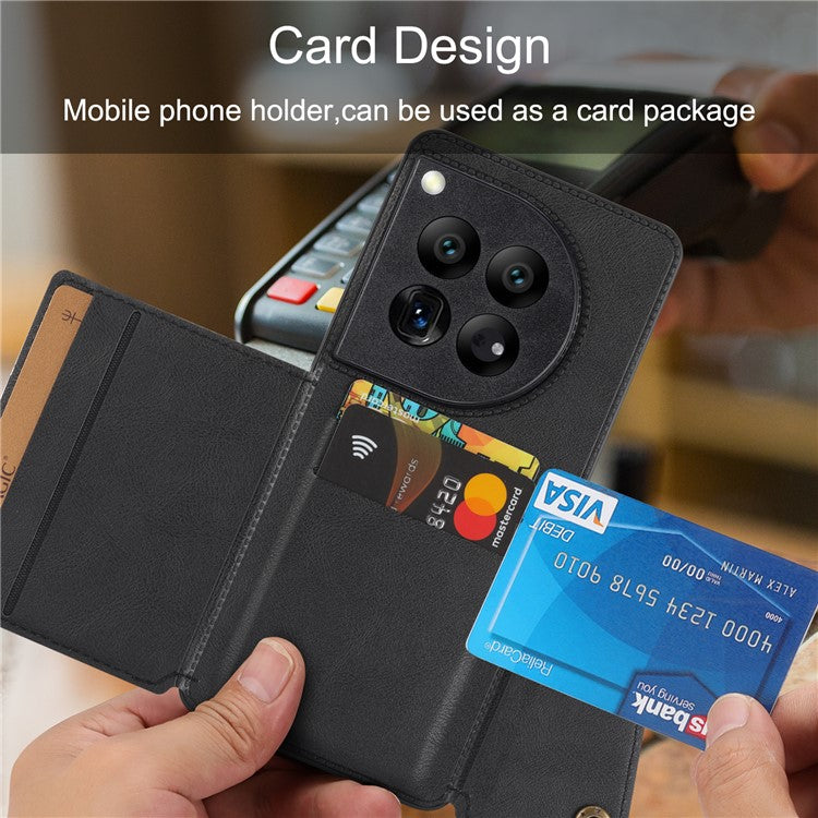 For OnePlus 12 5G Phone Case with Card Slots Magnetic Car Mount Phone Cover - Blue