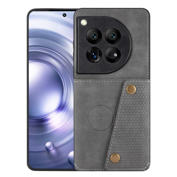 For OnePlus 12 5G Phone Case with Card Slots Magnetic Car Mount Phone Cover - Grey