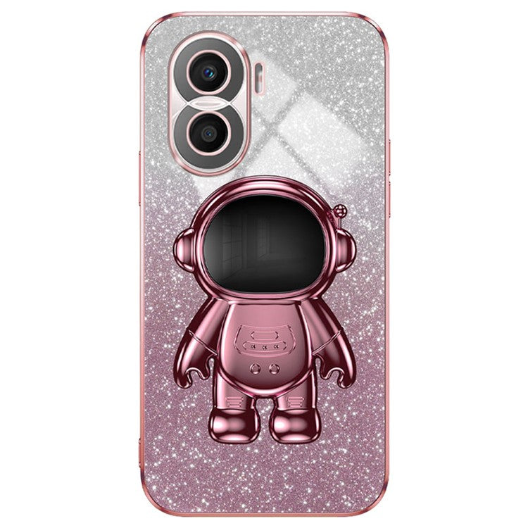 For Honor X40i 5G Astronaut Kickstand Phone Case PC+TPU Electroplating Phone Cover - Pink