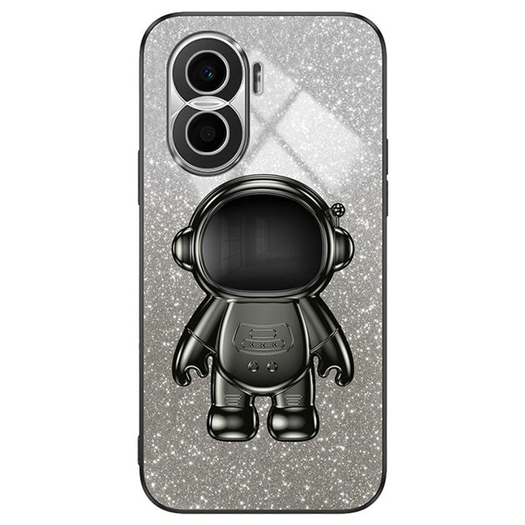 For Honor X40i 5G Astronaut Kickstand Phone Case PC+TPU Electroplating Phone Cover - Black