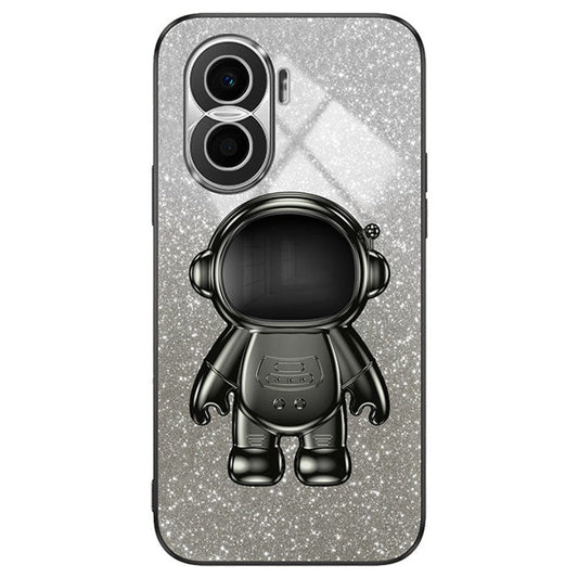 For Honor X40i 5G Astronaut Kickstand Phone Case PC+TPU Electroplating Phone Cover - Black