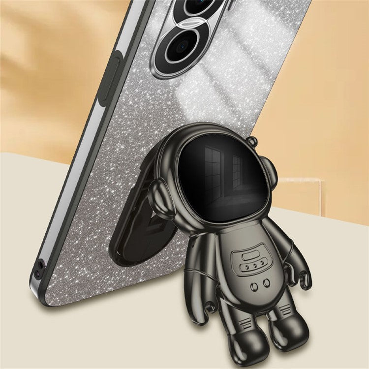 For Honor X40i 5G Astronaut Kickstand Phone Case PC+TPU Electroplating Phone Cover - Black