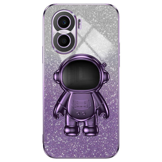 For Honor X40i 5G Astronaut Kickstand Phone Case PC+TPU Electroplating Phone Cover - Purple