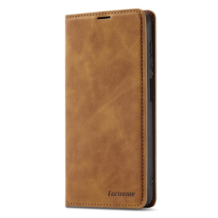 FORWENW Fantasy Series for Samsung Galaxy A15 5G Stand Wallet Case Skin-touch Leather Cell Phone Cover - Brown