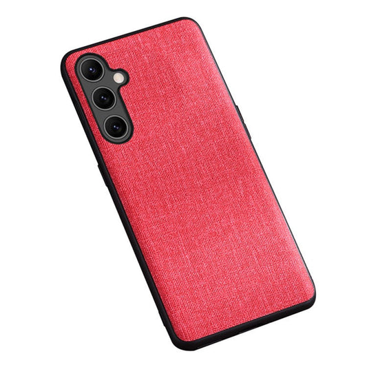 For Samsung Galaxy A15 4G / A15 5G Case PC+Cloth Shock Absorbing Phone Protector - Red
