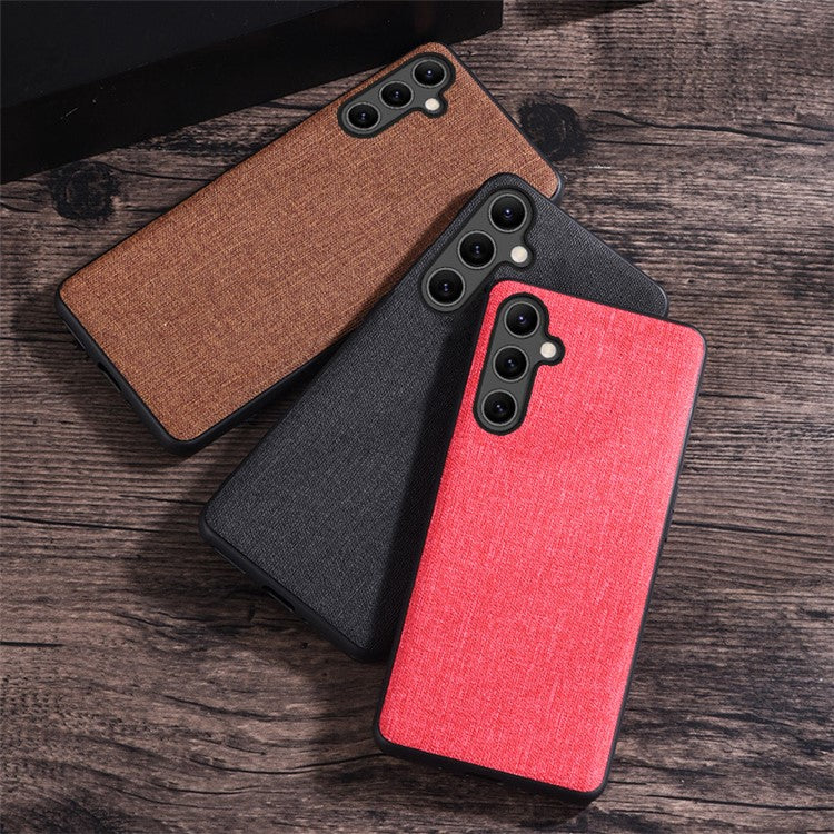 For Samsung Galaxy A15 4G / A15 5G Case PC+Cloth Shock Absorbing Phone Protector - Red
