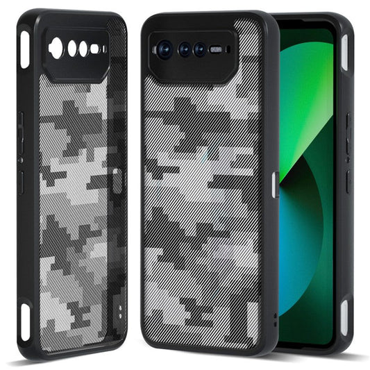 IBMRS For Asus ROG Phone 6 5G / Phone 6 Pro 5G / Phone 6D 5G Case Hard PC Back+Soft TPU Frame Protective Cover - Grid Camouflage