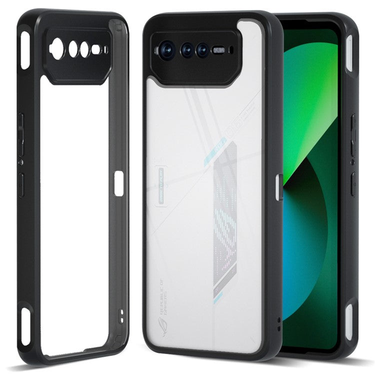IBMRS For Asus ROG Phone 6 5G / Phone 6 Pro 5G / Phone 6D 5G Case Hard PC Back+Soft TPU Frame Protective Cover - Transparent Black