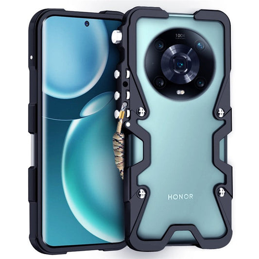 For Honor Magic4 5G / Magic4 Pro 5G / Magic4 Ultimate Mechanical Arm Aluminium Alloy Case Shockproof Phone Cover - Black