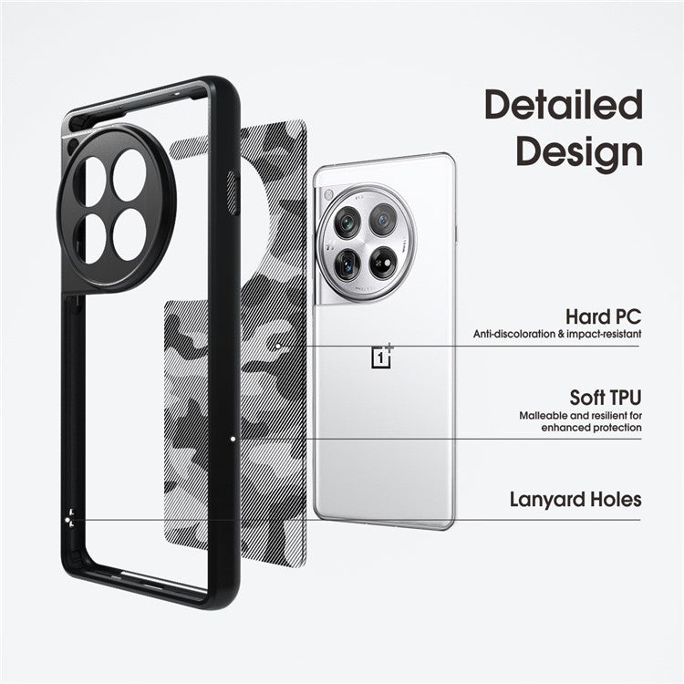 IBMRS Phone Cover for OnePlus 12 5G Cases Shockproof TPU+PC Phone Shell - Transparent Black