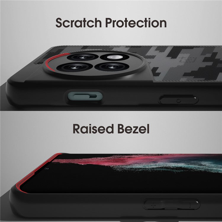 IBMRS Slim-Fit Case for OnePlus 11 5G Precise Cutout TPU+PC Phone Cover - Grid Camouflage