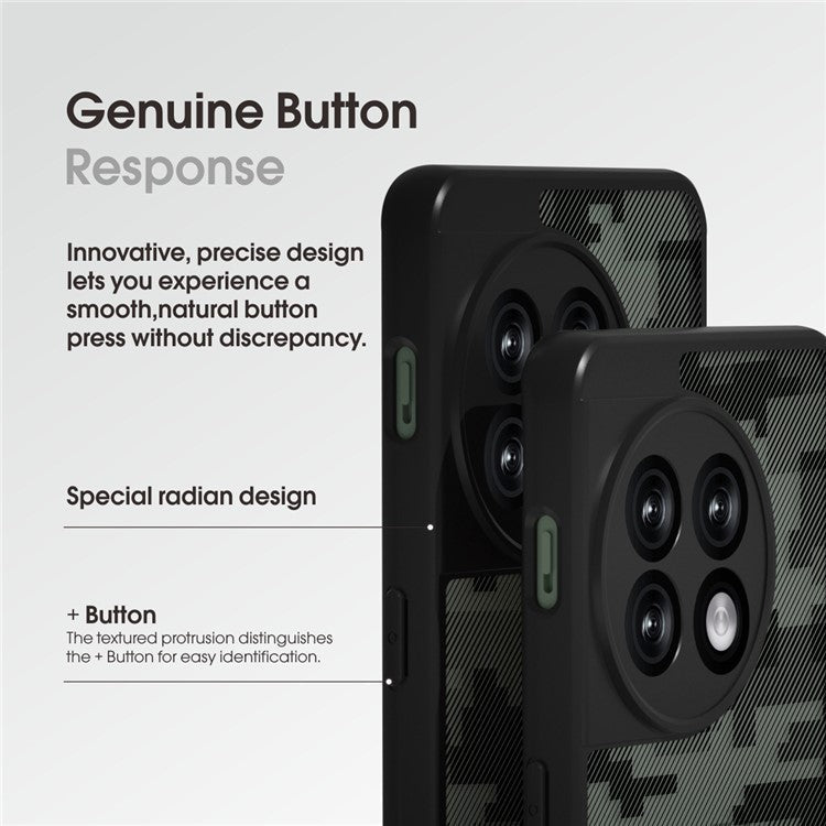 IBMRS Slim-Fit Case for OnePlus 11 5G Precise Cutout TPU+PC Phone Cover - Grid Camouflage