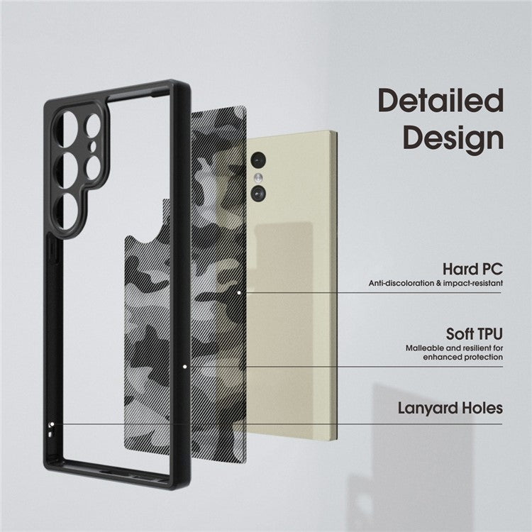 IBMRS For Samsung Galaxy S23 Ultra Case PC+TPU Phone Cover Lens Protection - Artistic Camouflage