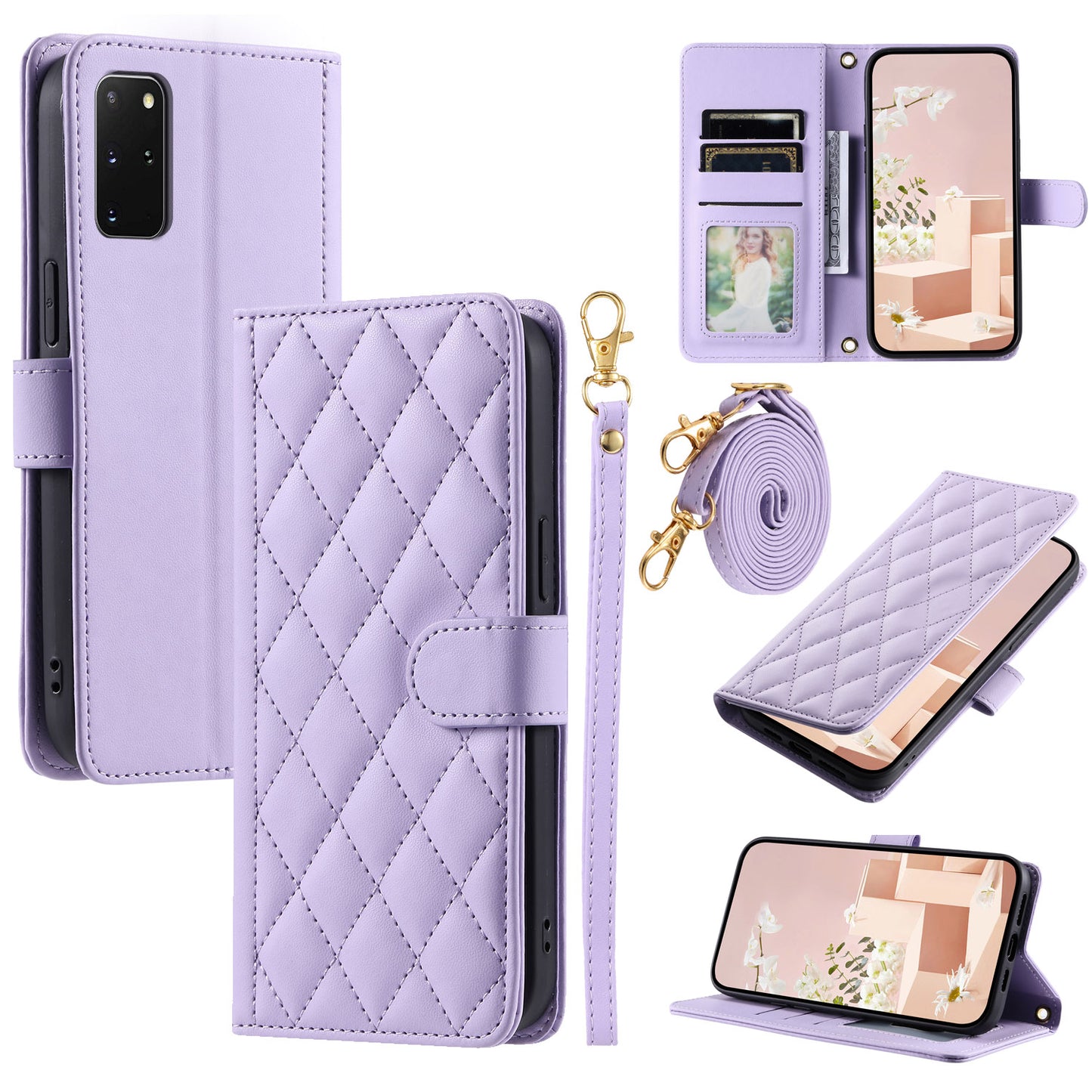For Samsung Galaxy S20 Plus 4G / 5G Wallet Case PU Leather Stand Phone Cover - Purple