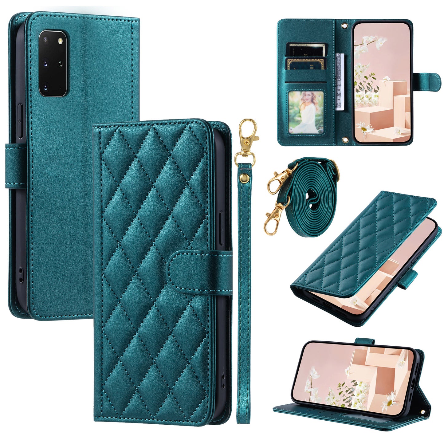 For Samsung Galaxy S20 Plus 4G / 5G Wallet Case PU Leather Stand Phone Cover - Green