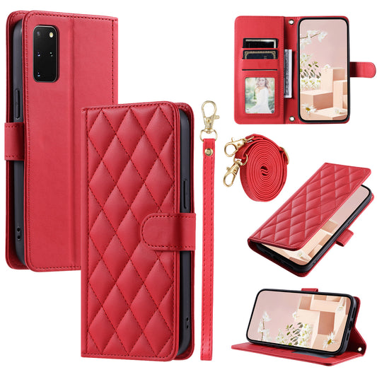 For Samsung Galaxy S20 Plus 4G / 5G Wallet Case PU Leather Stand Phone Cover - Red
