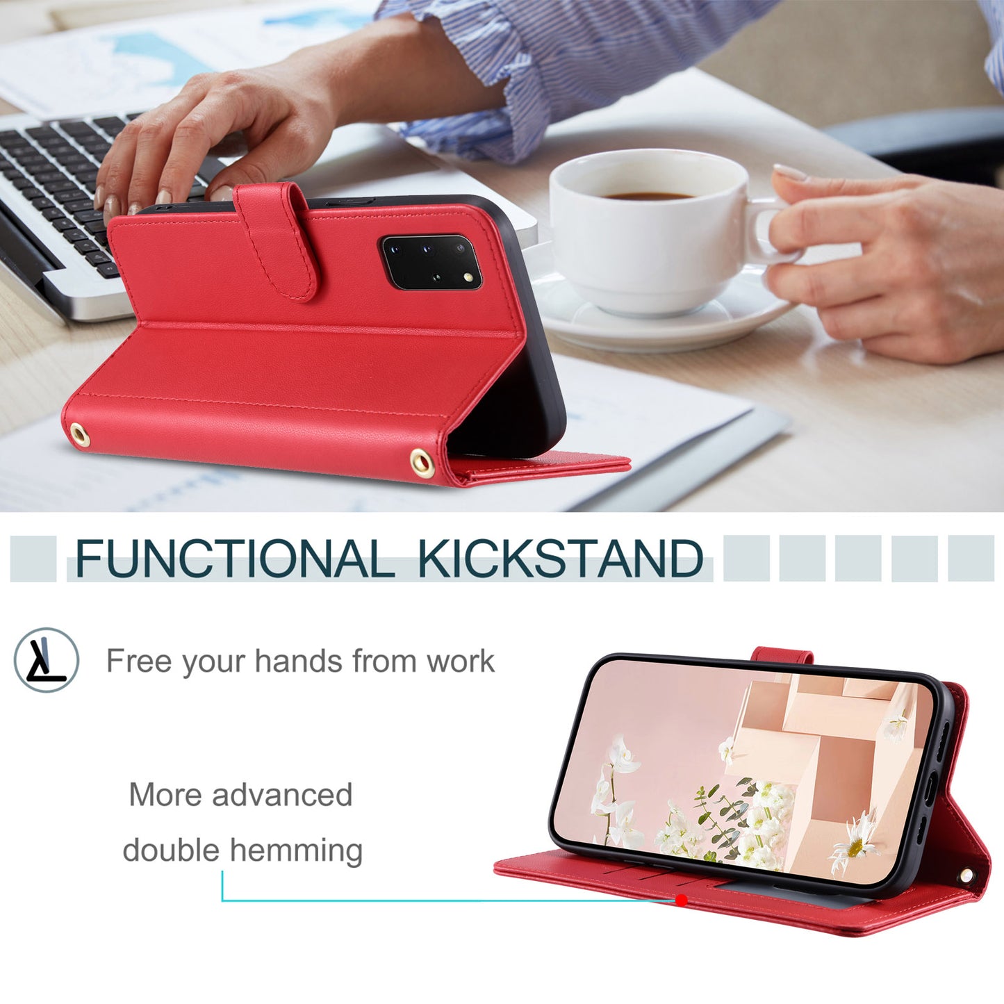 For Samsung Galaxy S20 Plus 4G / 5G Wallet Case PU Leather Stand Phone Cover - Red