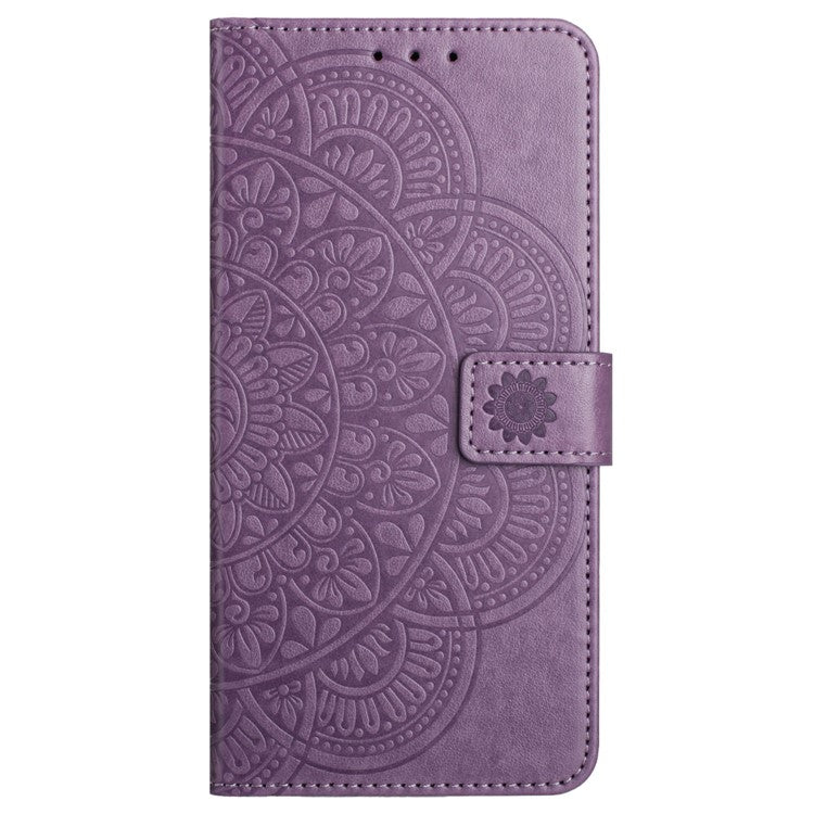 For Oppo A74 5G / A54 5G / A93 5G Case Flower Pattern Handbag Leather Folio Stand View Phone Cover - Purple