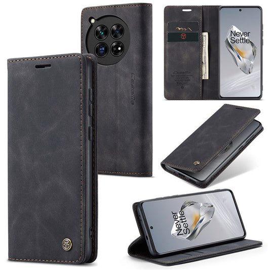 CASEME 013 Series For OnePlus 12 5G Case Business Style Card Slots Cell Phone Cover - Black