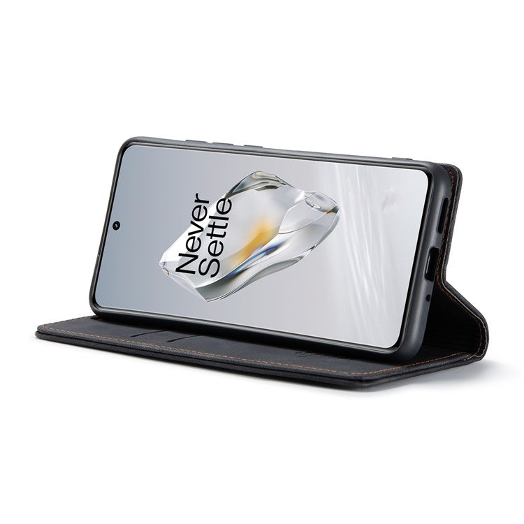 CASEME 013 Series For OnePlus 12 5G Case Business Style Card Slots Cell Phone Cover - Black