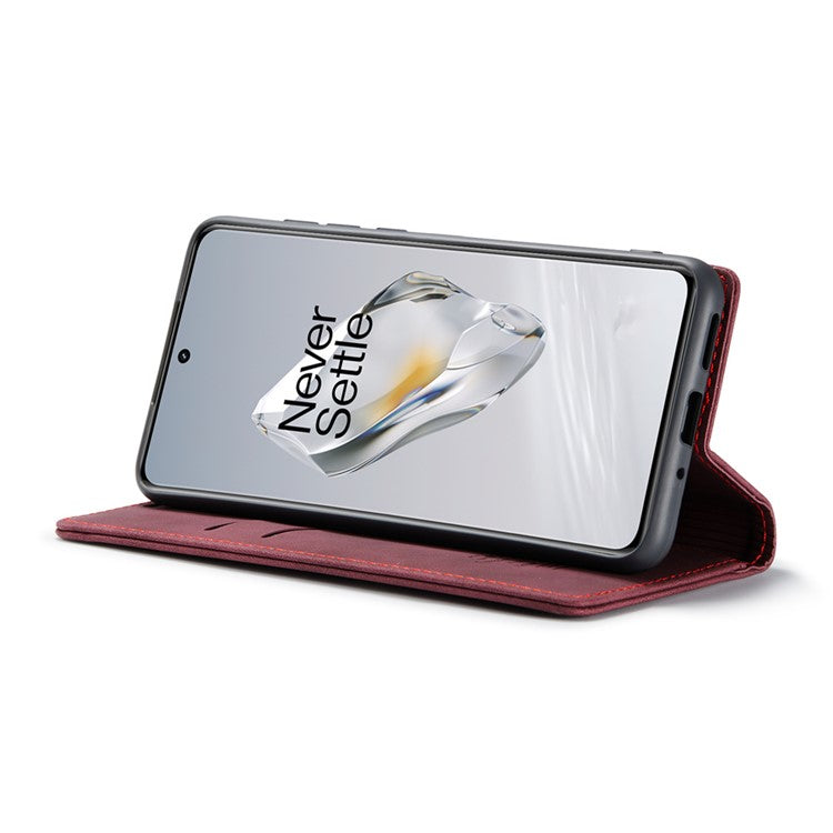 CASEME 013 Series For OnePlus 12 5G Case Business Style Card Slots Cell Phone Cover - Red