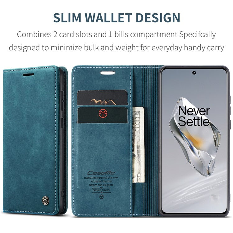 CASEME 013 Series For OnePlus 12 5G Case Business Style Card Slots Cell Phone Cover - Blue