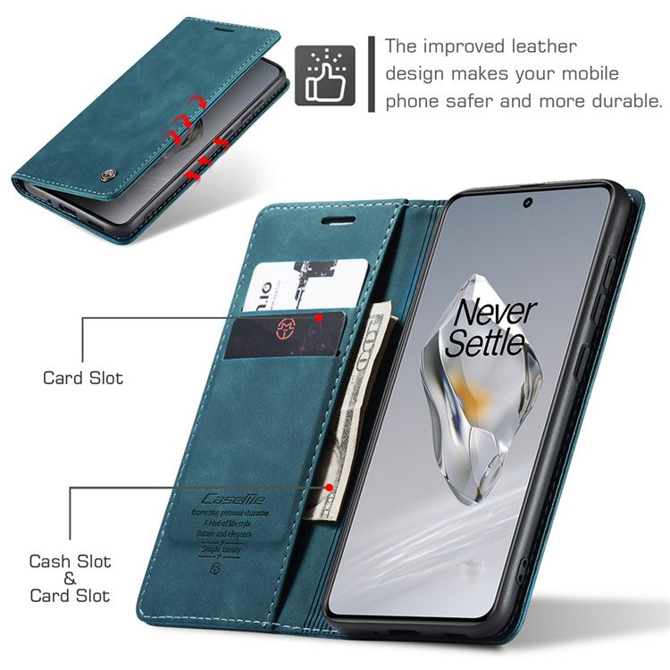 CASEME 013 Series For OnePlus 12 5G Case Business Style Card Slots Cell Phone Cover - Blue
