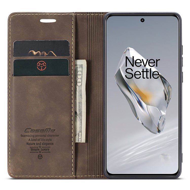 CASEME 013 Series For OnePlus 12 5G Case Business Style Card Slots Cell Phone Cover - Coffee