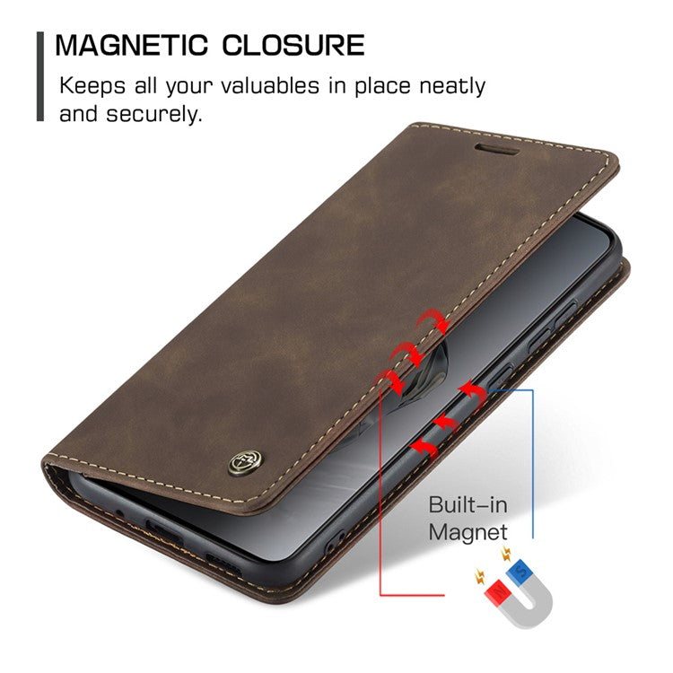 CASEME 013 Series For OnePlus 12 5G Case Business Style Card Slots Cell Phone Cover - Coffee