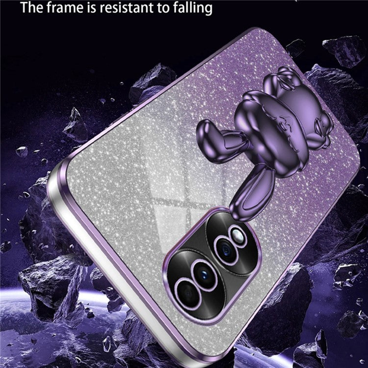 For Honor 70 5G Cell Phone Case Cartoon Rabbit PC+TPU Back Cover with Kickstand - Purple