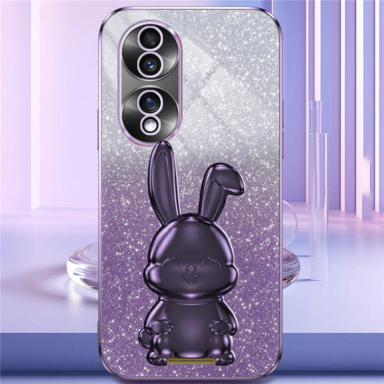 For Honor 70 5G Cell Phone Case Cartoon Rabbit PC+TPU Back Cover with Kickstand - Purple