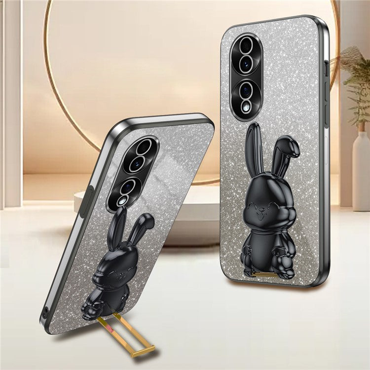 For Honor 70 5G Cell Phone Case Cartoon Rabbit PC+TPU Back Cover with Kickstand - Black