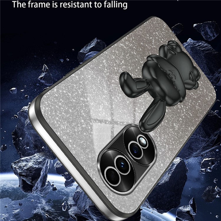 For Honor 70 5G Cell Phone Case Cartoon Rabbit PC+TPU Back Cover with Kickstand - Black