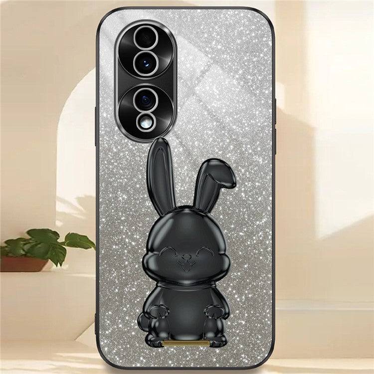For Honor 70 5G Cell Phone Case Cartoon Rabbit PC+TPU Back Cover with Kickstand - Black