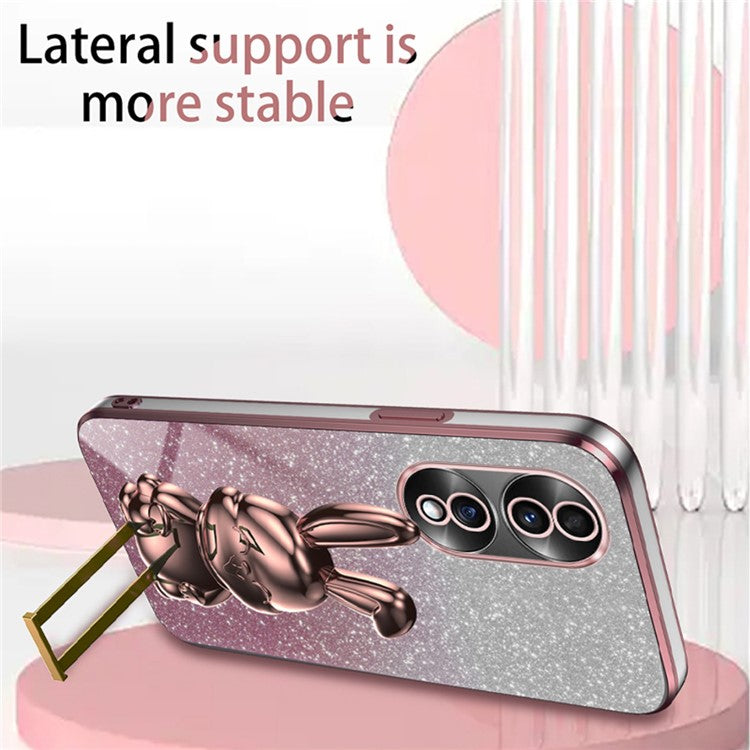 For Honor 70 5G Cell Phone Case Cartoon Rabbit PC+TPU Back Cover with Kickstand - Pink