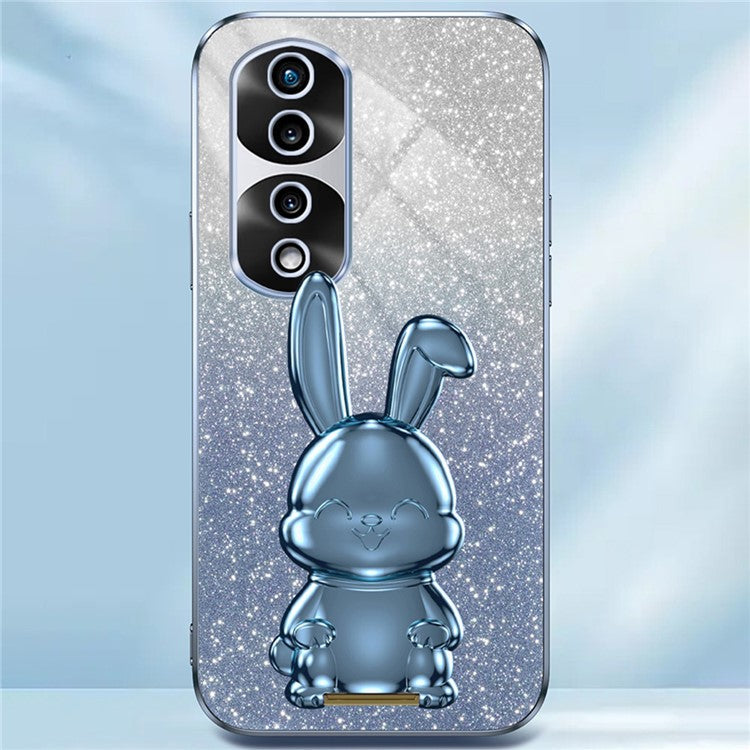 For Honor 70 Pro 5G Phone Case Glitter Powder PC+TPU Phone Cover with Pull-out Kickstand - Blue