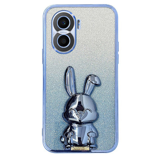 For Honor X40i 5G Shockproof Case Cute Rabbit Anti-Drop Kickstand Phone Cover - Blue