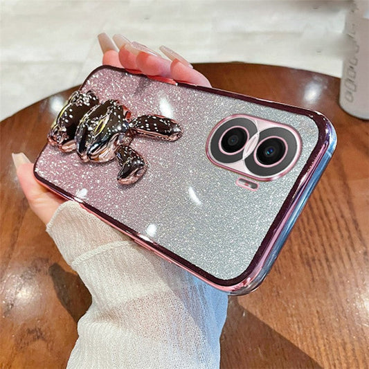 For Honor X40i 5G Shockproof Case Cute Rabbit Anti-Drop Kickstand Phone Cover - Pink