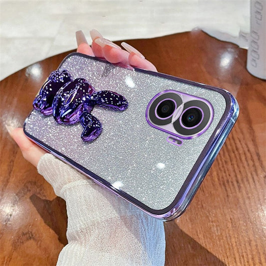 For Honor X40i 5G Shockproof Case Cute Rabbit Anti-Drop Kickstand Phone Cover - Purple