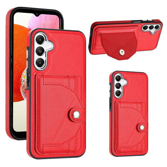 YB Leather Coating Series-4 for Samsung Galaxy A25 5G (Global) (161.0 x 76.5 x 8.3mm) Case Card Slots Cover - Red