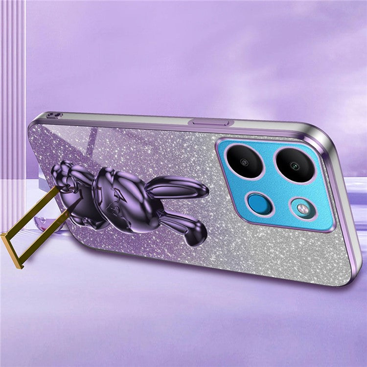 For Infinix Smart 7 4G / Tecno Spark Go 2023 4G Anti-Shock Rabbit Kickstand Cell Phone Case - Purple