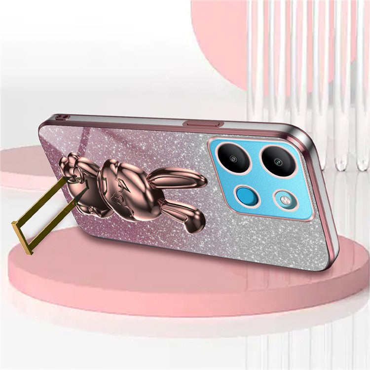 For Infinix Smart 7 4G / Tecno Spark Go 2023 4G Anti-Shock Rabbit Kickstand Cell Phone Case - Pink