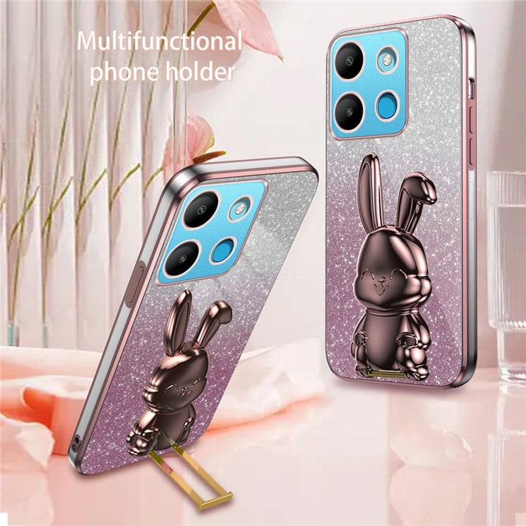 For Infinix Smart 7 4G / Tecno Spark Go 2023 4G Anti-Shock Rabbit Kickstand Cell Phone Case - Pink