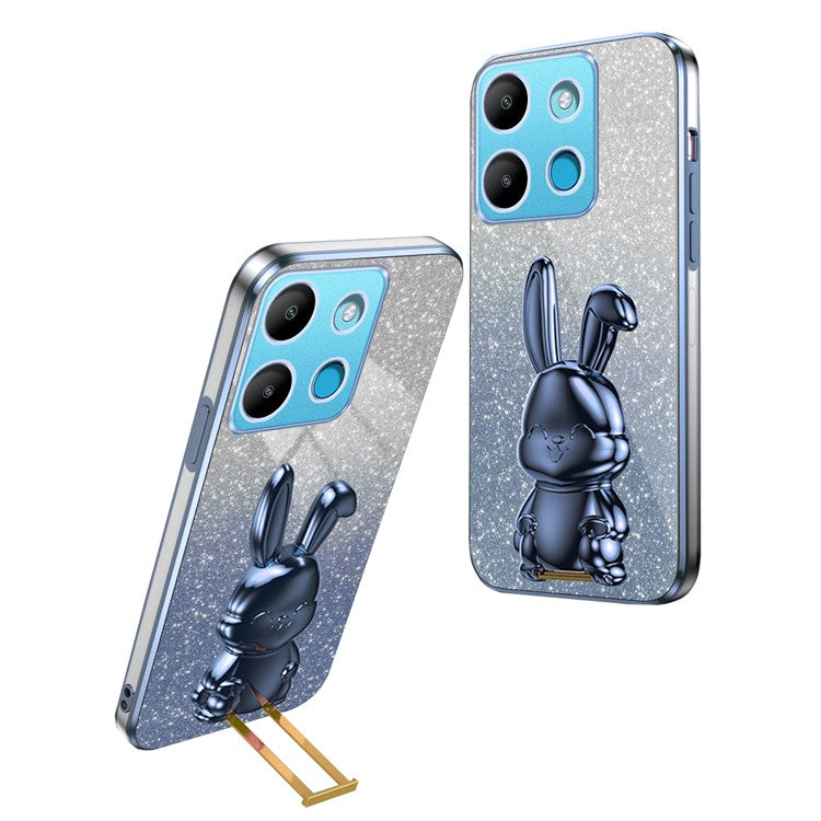 For Infinix Smart 7 4G / Tecno Spark Go 2023 4G Anti-Shock Rabbit Kickstand Cell Phone Case - Blue
