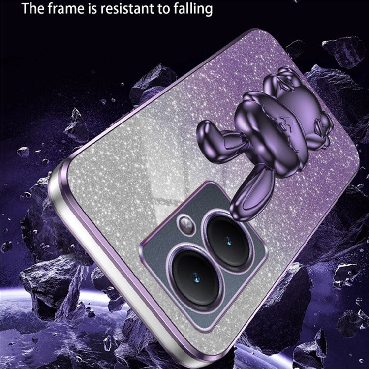 For vivo Y35+ 5G / Y35m+ 5G / Y27 4G Kickstand Case Rabbit Design Shockproof Phone Cover - Purple