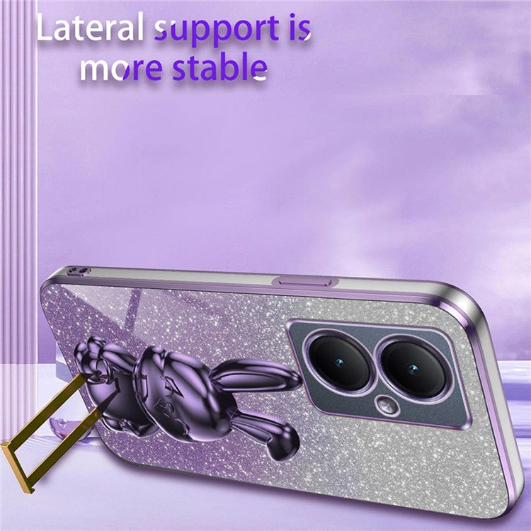 For vivo Y35+ 5G / Y35m+ 5G / Y27 4G Kickstand Case Rabbit Design Shockproof Phone Cover - Purple