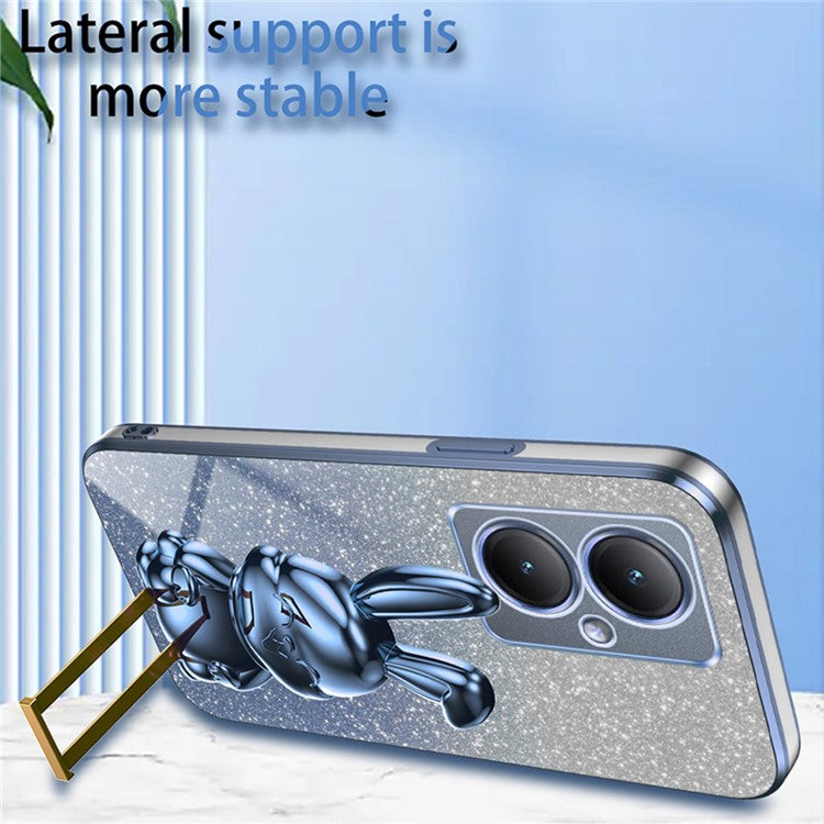 For vivo Y35+ 5G / Y35m+ 5G / Y27 4G Kickstand Case Rabbit Design Shockproof Phone Cover - Blue