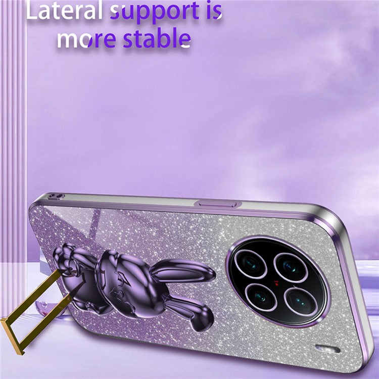 For vivo X90 Pro+ 5G Slim PC+TPU Case Rabbit Design Kickstand Phone Cover - Purple