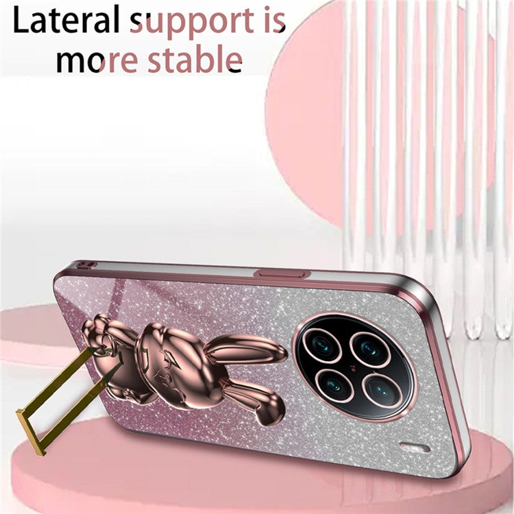 For vivo X90 Pro+ 5G Slim PC+TPU Case Rabbit Design Kickstand Phone Cover - Pink