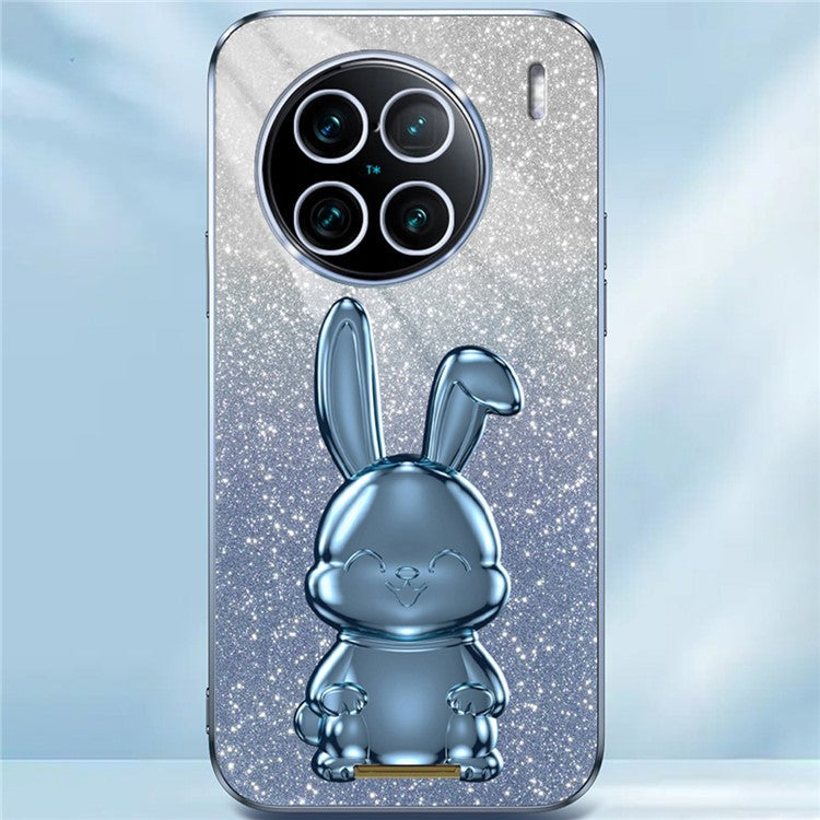 For vivo X90 Pro+ 5G Slim PC+TPU Case Rabbit Design Kickstand Phone Cover - Blue